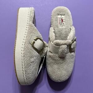 BOBS by Skechers Faux Fur Taupe Platform Slippers Vegan 114558 Women’s 8